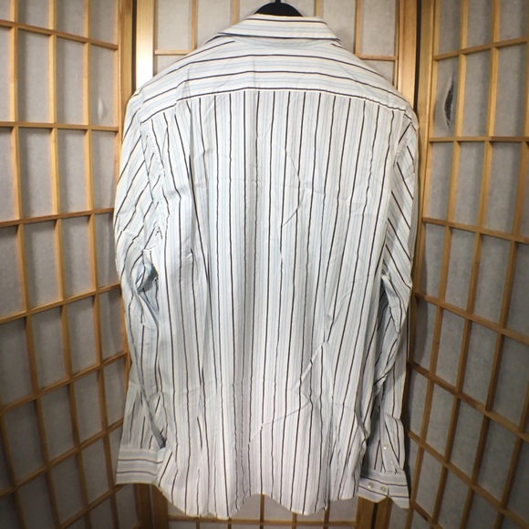 Express 1MX Dress Shirt, XL, White W/ Black & Blue - Picture 4 of 4